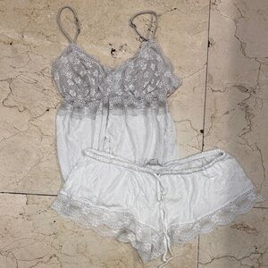 Eberjey White Lace Trim Pajama Set